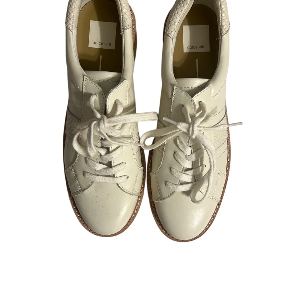 Dolce Vita Cream Lace-Up Sneakers